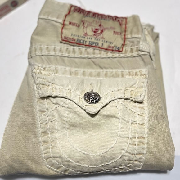 True Religion Ricky Straight Fit Natural String Super T Sear 34 Men Sz 29 - Picture 2 of 10